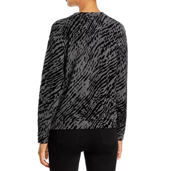new MAJESTIC FILATURES Paris black velvet burnout zebra print sweater top - Picture 3 of 7